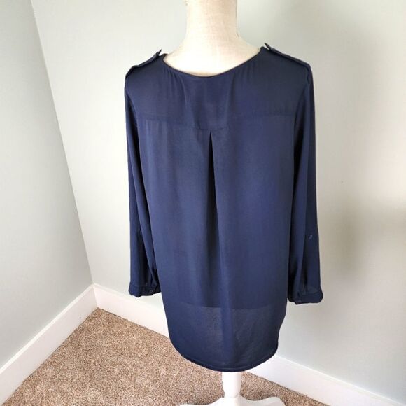 Divided H&M WOMEN'S TUNIC V NECK BUTTON FRONT OPTIONAL ROLLED SLEEVES SIZE 10 - Picture 4 of 6